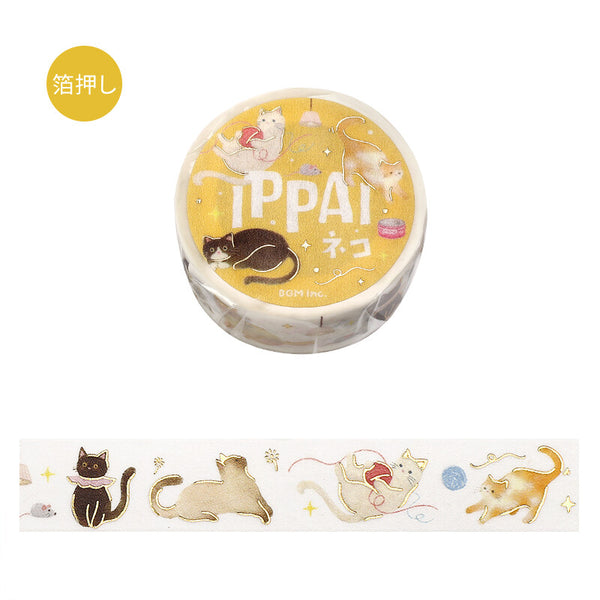 BGM 15mm Foil Stamp Washi Tapes "IPPAI" Lots of cats (Pack of 4) | papermindstationery.com