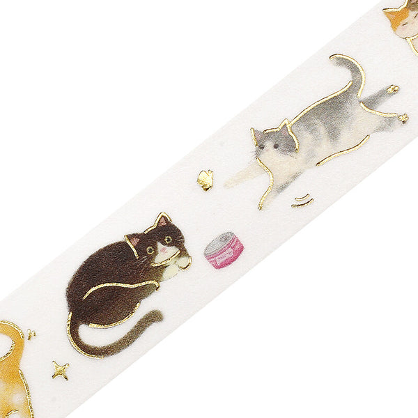 BGM 15mm Foil Stamp Washi Tapes "IPPAI" Lots of cats (Pack of 4) | papermindstationery.com