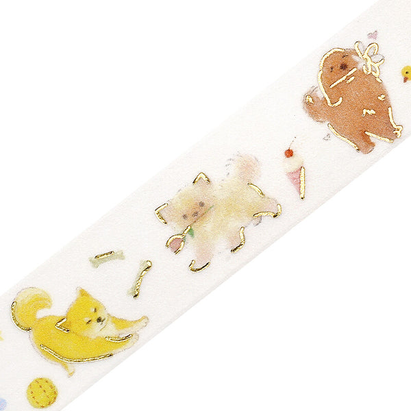 BGM 15mm Foil Stamp Washi Tapes "IPPAI" Lots of dogs (Pack of 4) | papermindstationery.com