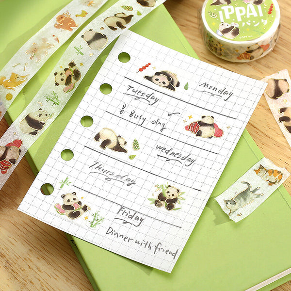 BGM 15mm Foil Stamp Washi Tapes "IPPAI" Lots of pandas (Pack of 4) | papermindstationery.com