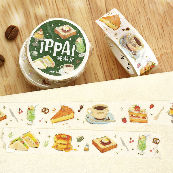 BGM 15mm Foil Stamp Washi Tapes "IPPAI" Full of Cafes (Pack of 4) | papermindstationery.com