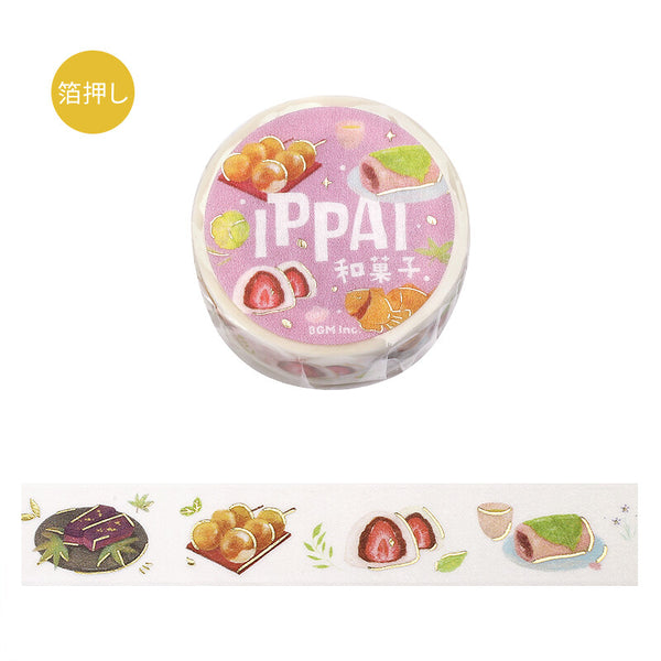 BGM 15mm Foil Stamp Washi Tapes "IPPAI" Full of Japanese Sweets (Pack of 4) | papermindstationery.com