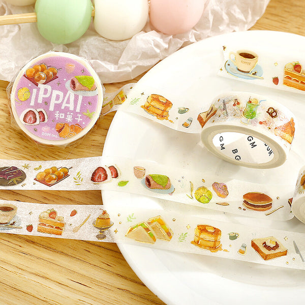 BGM 15mm Foil Stamp Washi Tapes "IPPAI" Full of Japanese Sweets (Pack of 4) | papermindstationery.com