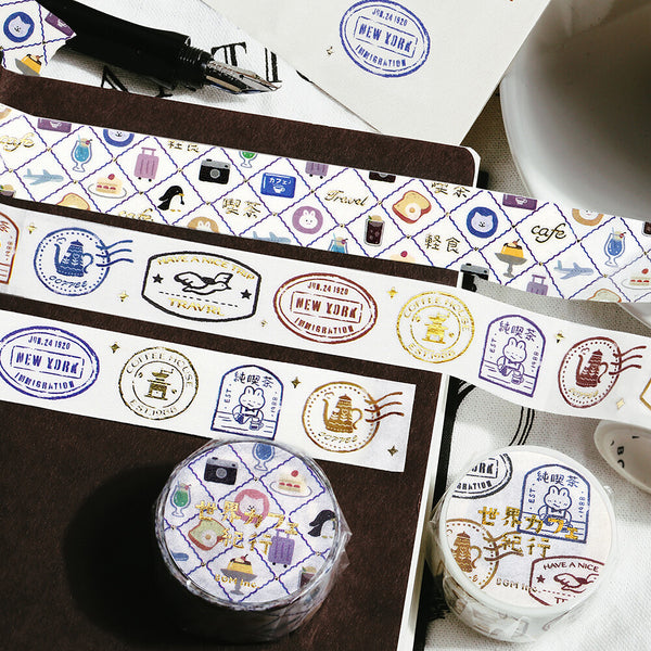 BGM 20mm Wash Tape - World Cafe Travelogue Pattern BM-SDG060