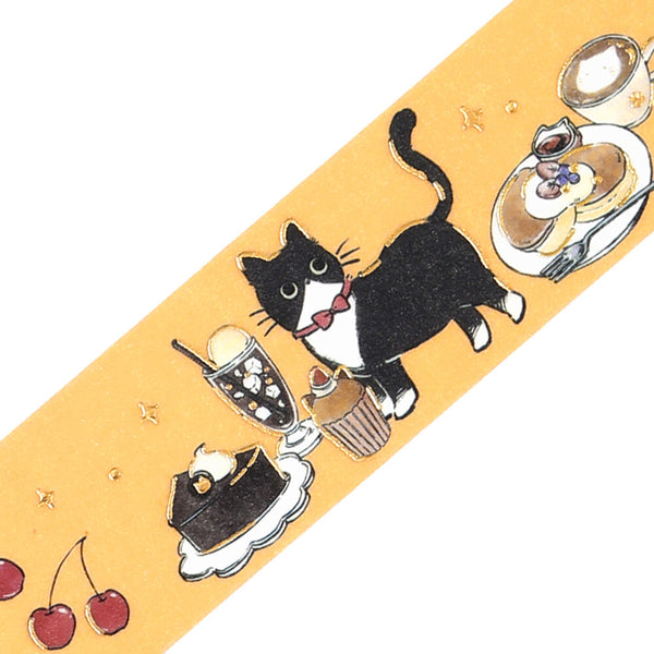 BGM 20mm Washi Tapes Set of 2 - Black Cat Cafe Menu & Sweets TIme