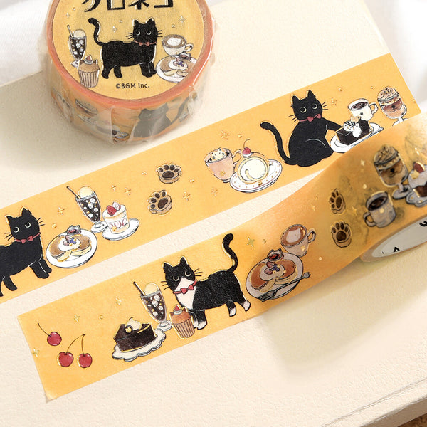 BGM 20mm Washi Tapes Set of 2 - Black Cat Cafe Menu & Sweets TIme