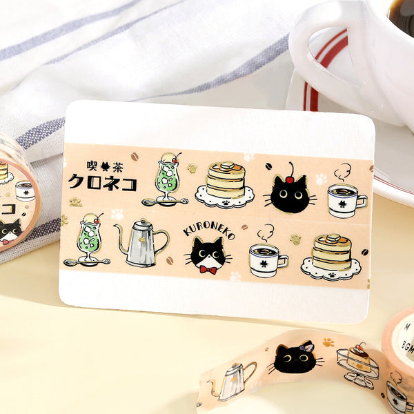 BGM 20mm Washi Tapes Set of 2 - Black Cat Cafe Welcome & Table