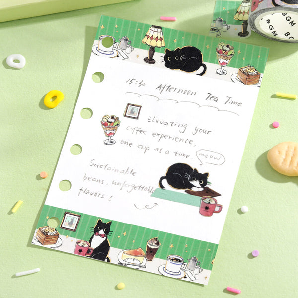 BGM 20mm Washi Tapes Set of 2 - Black Cat Cafe Welcome & Table