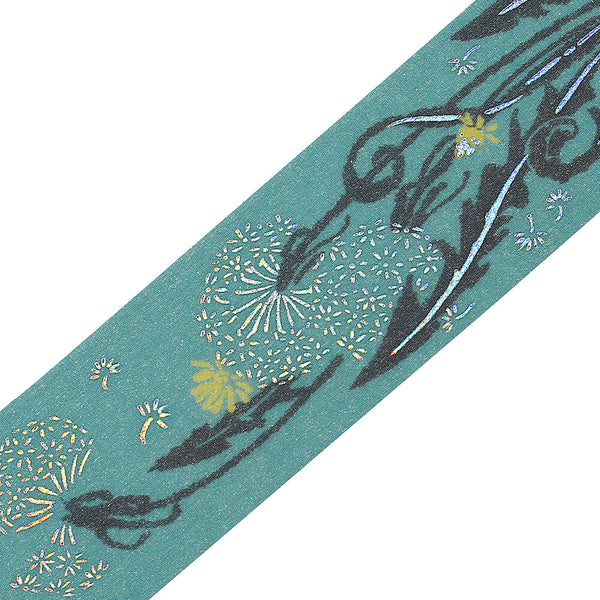 BGM Foil-stamped masking tape "Flower and Grass" - Drum Grass (Pack of 4) | papermindstationery.com