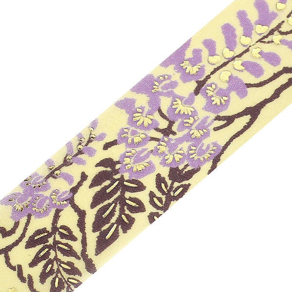 BGM Foil-stamped masking tape "Flower and Grass" - Wisteria (Pack of 4) | papermindstationery.com