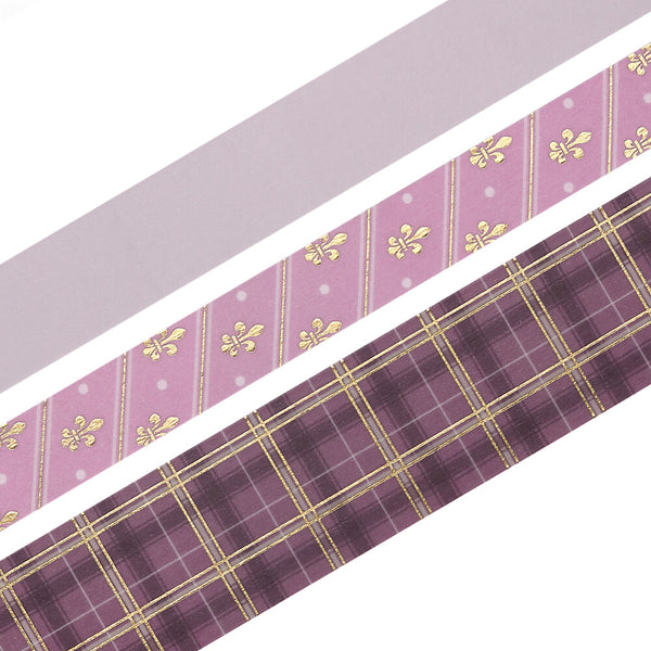 BGM Washi Tape Foil Stamping 3-Roll Set "SCHOOL COLORS" Mauve Pink (Pack of 4) | papermindstationery.com