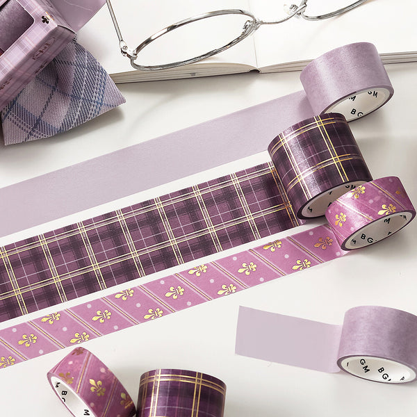 BGM Washi Tape Foil Stamping 3-Roll Set "SCHOOL COLORS" Mauve Pink (Pack of 4) | papermindstationery.com