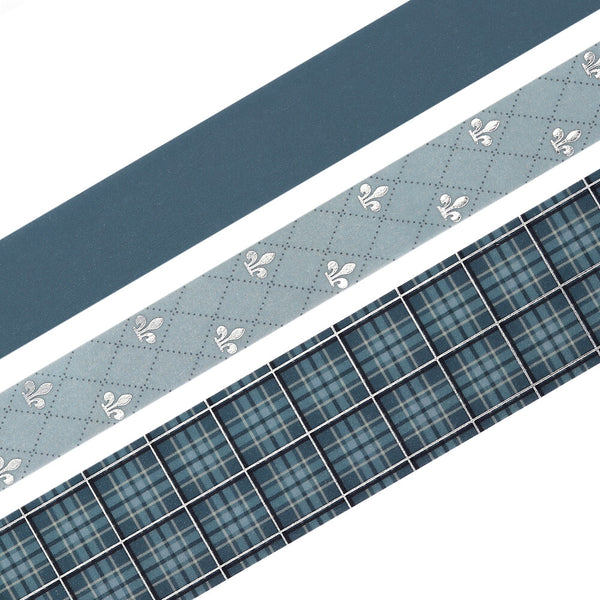 BGM Washi Tape Foil Stamping 3-Roll Set "SCHOOL COLORS" Smoke Blue (Pack of 4) | papermindstationery.com
