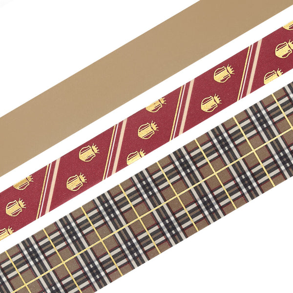 BGM Washi Tape Foil Stamping 3-Roll Set "SCHOOL COLORS" Caramel (Pack of 4) | papermindstationery.com