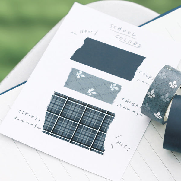BGM Washi Tape Foil Stamping 3-Roll Set "SCHOOL COLORS" Gray (Pack of 4) | papermindstationery.com