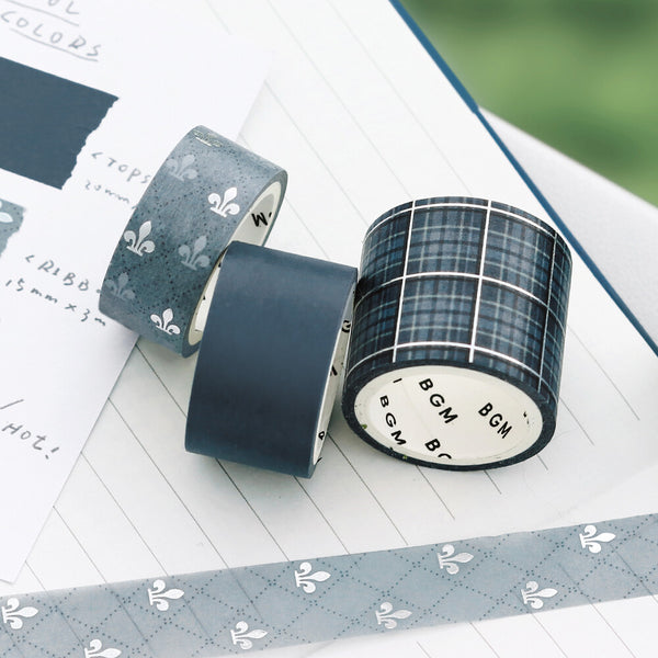 BGM Washi Tape Foil Stamping 3-Roll Set "SCHOOL COLORS" Gray (Pack of 4) | papermindstationery.com