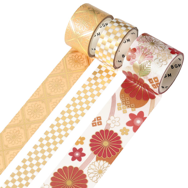 BGM Foil Stamp Washi Masking Tape Set "Colors of Kimono Vol. 2" Colorful and gorgeous kimono (Pack of 4) | papermindstationery.com