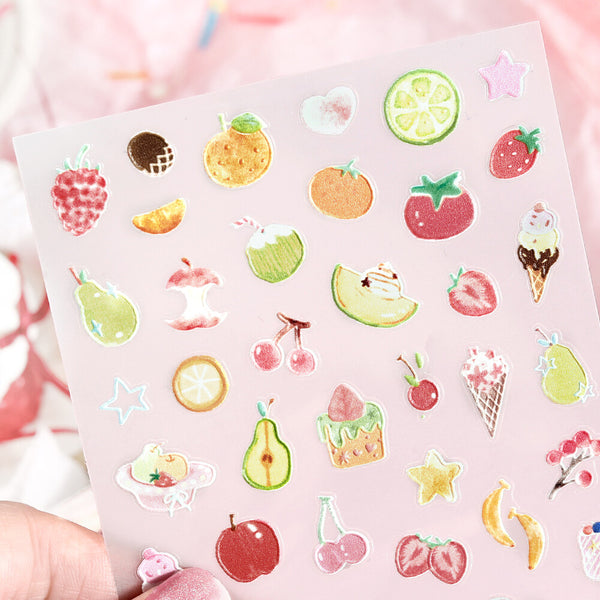 BGM Sheet Stickers "Icing Sticker" Colorful fruits (Pack of 5) | papermindstationery.com