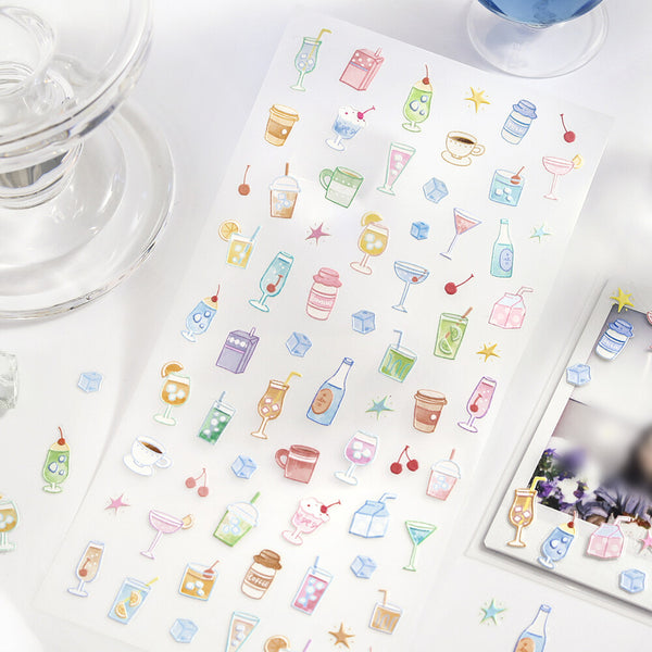 BGM Sheet Stickers "Icing Sticker" Relaxing Fluffy Drink (Pack of 5) | papermindstationery.com