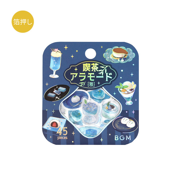 BGM Washi Flake Stickers Foil Stamp "Cafe A La Mode Miyabi" Masa Ruri (Pack of 5) | papermindstationery.com