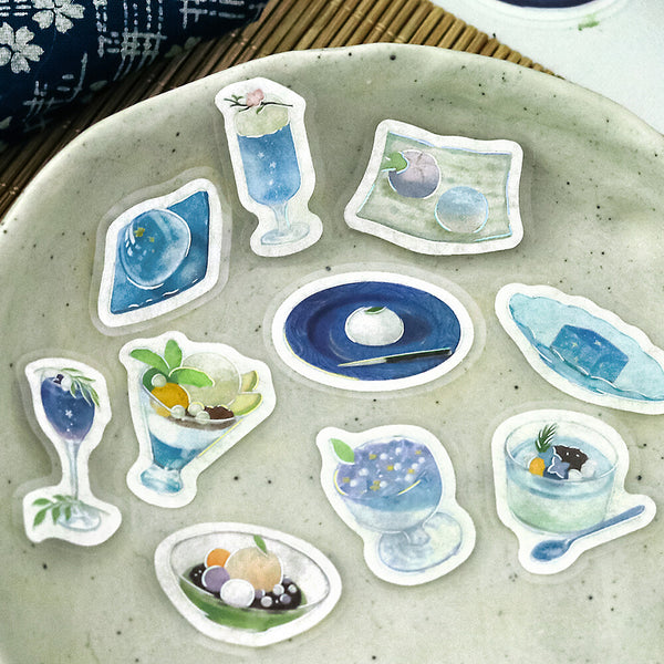 BGM Washi Flake Stickers Foil Stamp "Cafe A La Mode Miyabi" Masa Ruri (Pack of 5) | papermindstationery.com