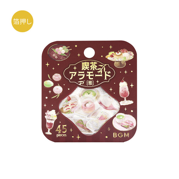 BGM Washi Flake Stickers Foil Stamp "Cafe A La Mode Miyabi" Shinshu (Pack of 5) | papermindstationery.com