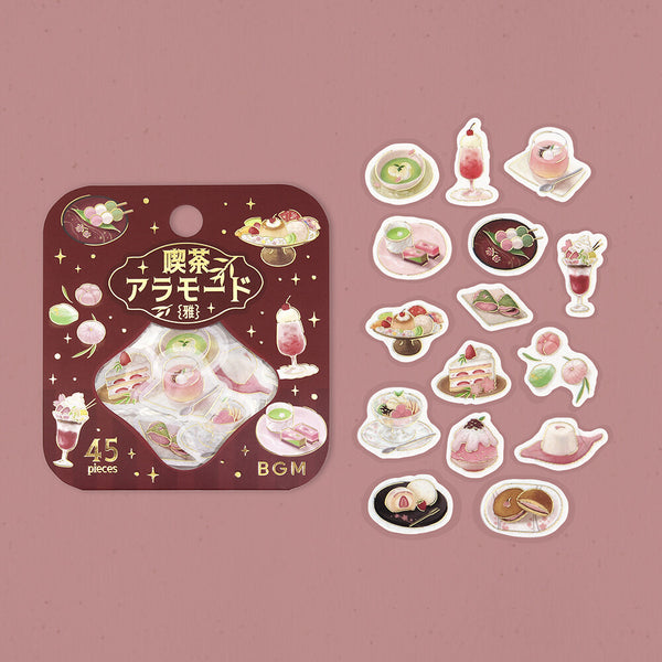 BGM Washi Flake Stickers Foil Stamp "Cafe A La Mode Miyabi" Shinshu (Pack of 5) | papermindstationery.com