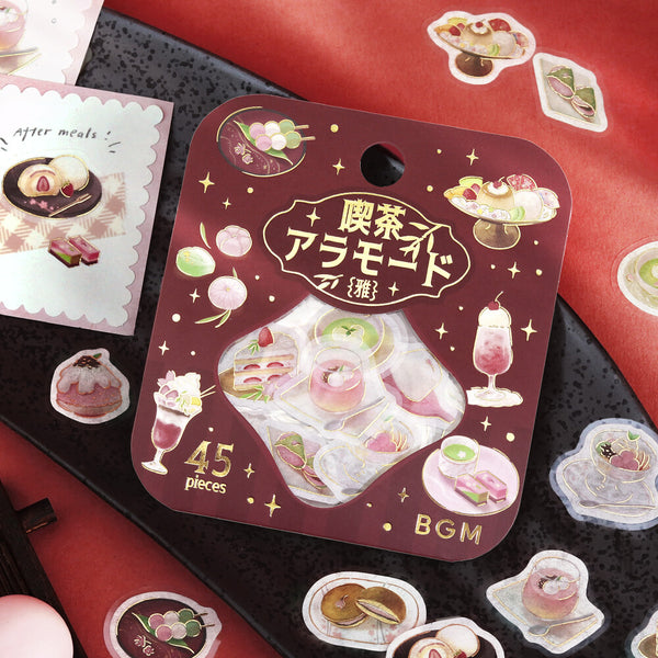 BGM Washi Flake Stickers Foil Stamp "Cafe A La Mode Miyabi" Shinshu (Pack of 5) | papermindstationery.com