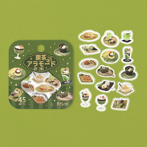 BGM Washi Flake Stickers Foil Stamp "Cafe A La Mode Miyabi" Pine Needle (Pack of 5) | papermindstationery.com