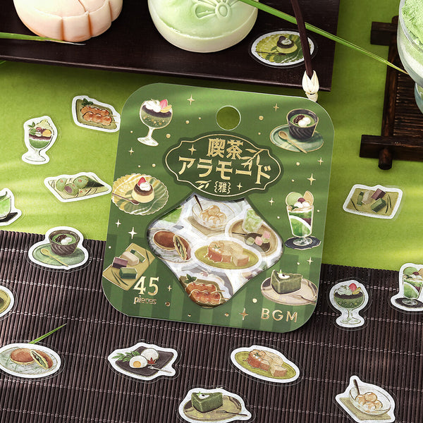BGM Washi Flake Stickers Foil Stamp "Cafe A La Mode Miyabi" Pine Needle (Pack of 5) | papermindstationery.com