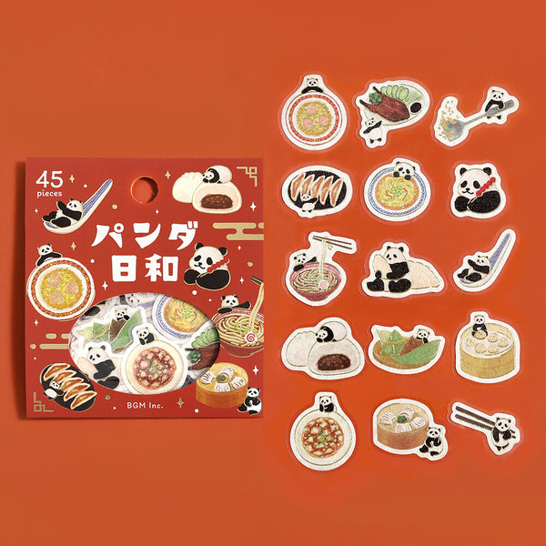 BGM Washi Flake Stickers Foil Stamp "Panda Day" Cuisine (Pack of 5) | papermindstationery.com