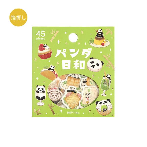 BGM Washi Flake Stickers Foil Stamp "Panda Day" Tea House (Pack of 5) | papermindstationery.com