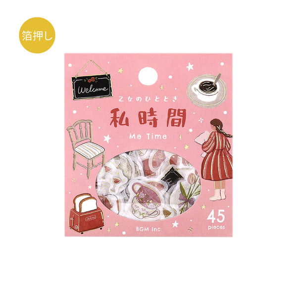 BGM Washi Flake Stickers Foil Stamp "A Maiden's Moment" My Time (Pack of 5) | papermindstationery.com