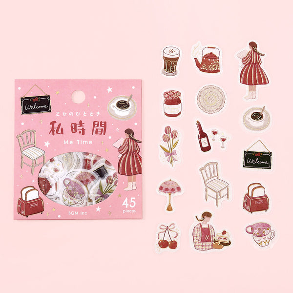 BGM Washi Flake Stickers Foil Stamp "A Maiden's Moment" My Time (Pack of 5) | papermindstationery.com