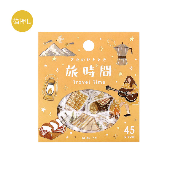 BGM Washi Flake Stickers Foil Stamp "A Maiden's Moment" Travel Time (Pack of 5) | papermindstationery.com