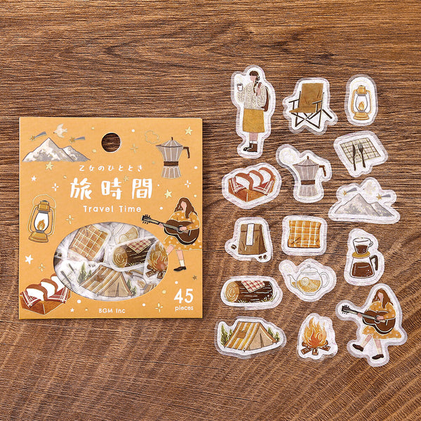 BGM Washi Flake Stickers Foil Stamp "A Maiden's Moment" Travel Time (Pack of 5) | papermindstationery.com