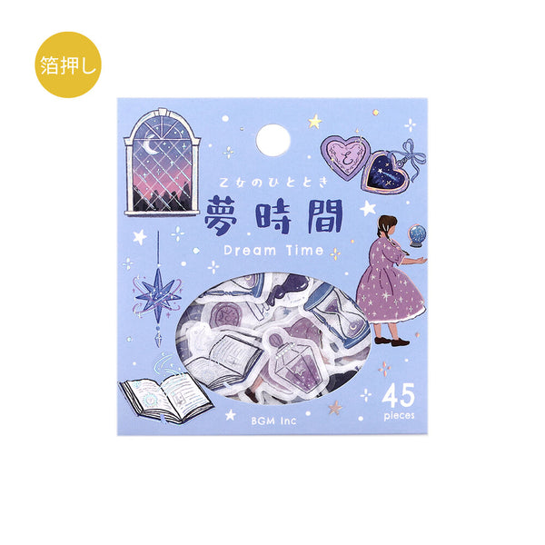 BGM Washi Flake Stickers Foil Stamp "A Maiden's Moment" Dream Time (Pack of 5) | papermindstationery.com