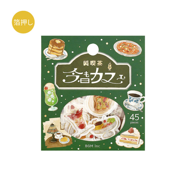 BGM Washi Flake Stickers Foil Stamp "Today's Cafe" Pure Café (Pack of 5) | papermindstationery.com