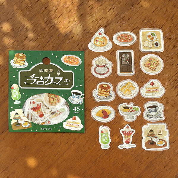 BGM Washi Flake Stickers Foil Stamp "Today's Cafe" Pure Café (Pack of 5) | papermindstationery.com