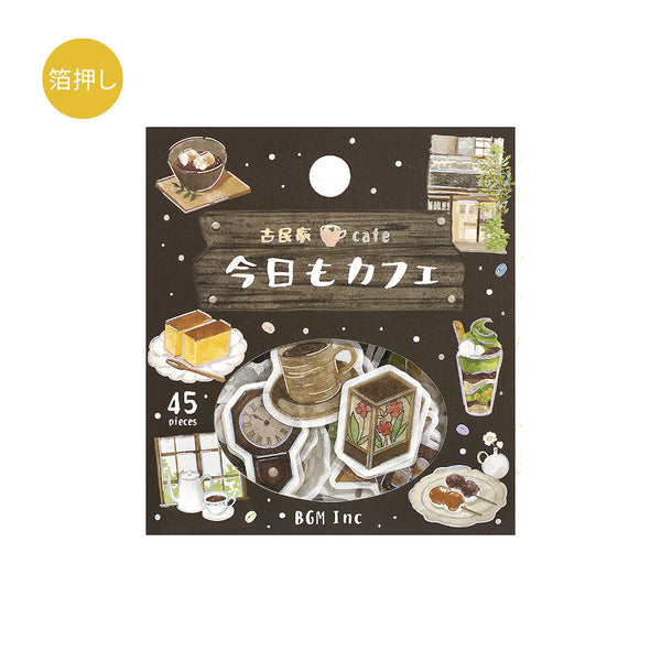 BGM Washi Flake Stickers Foil Stamp "Today's Cafe" Old House (Pack of 5) | papermindstationery.com