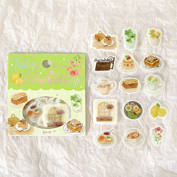 BGM Washi Flake Stickers Foil Stamp "Today's Cafe" Botanicals (Pack of 5) | papermindstationery.com