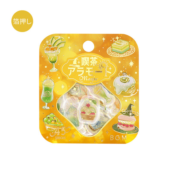 BGM Washi Flake Stickers Foil Stamp "Cafe A La Mode Magic" Hikari (Pack of 5) | papermindstationery.com