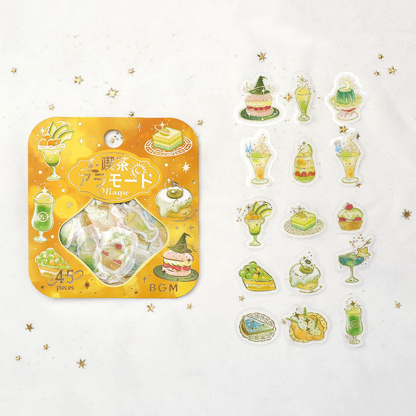 BGM Washi Flake Stickers Foil Stamp "Cafe A La Mode Magic" Hikari (Pack of 5) | papermindstationery.com