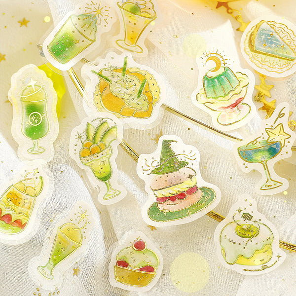 BGM Washi Flake Stickers Foil Stamp "Cafe A La Mode Magic" Hikari (Pack of 5) | papermindstationery.com