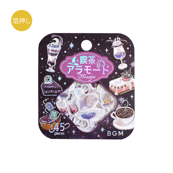 BGM Washi Flake Stickers Foil Stamp "Cafe A La Mode Magic" Darkness (Pack of 5) | papermindstationery.com