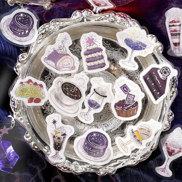 BGM Washi Flake Stickers Foil Stamp "Cafe A La Mode Magic" Darkness (Pack of 5) | papermindstationery.com
