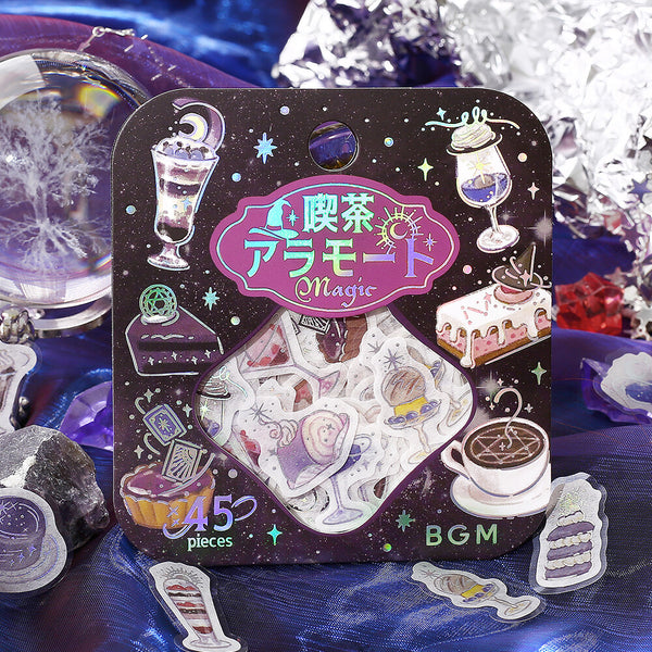 BGM Washi Flake Stickers Foil Stamp "Cafe A La Mode Magic" Darkness (Pack of 5) | papermindstationery.com