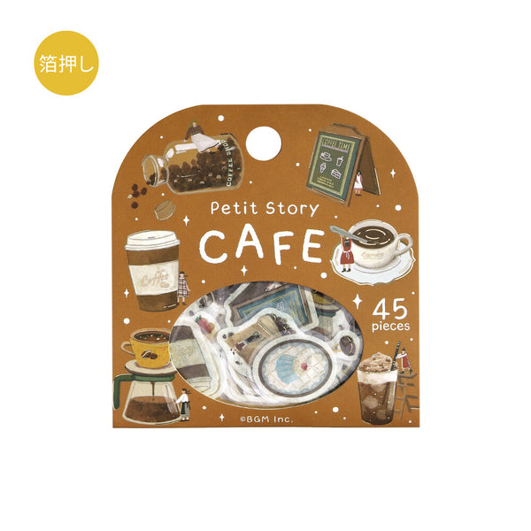 BGM Washi Flake Stickers Foil Stamp "Petit Story" Cafe (Pack of 5) | papermindstationery.com