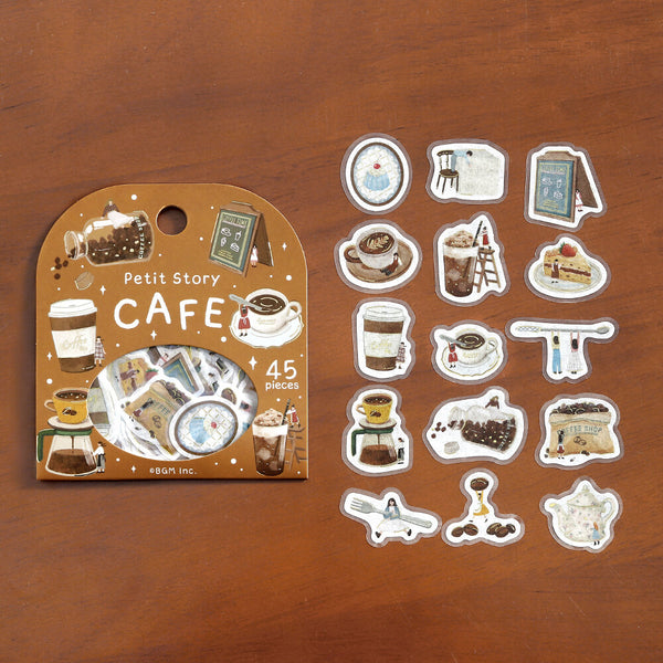 BGM Washi Flake Stickers Foil Stamp "Petit Story" Cafe (Pack of 5) | papermindstationery.com