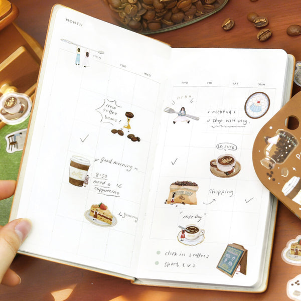 BGM Washi Flake Stickers Foil Stamp "Petit Story" Cafe (Pack of 5) | papermindstationery.com